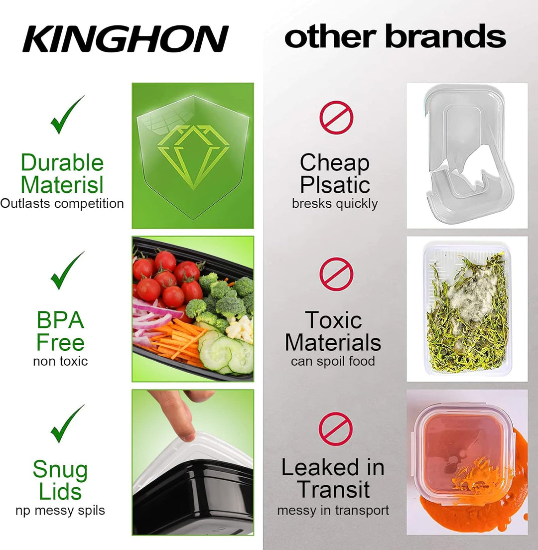 KINGHON 1 Fach Meal Prep Container,Lebensmittel Lagerung mit Luftdichten Deckel,BPA Frei Wiederverwe