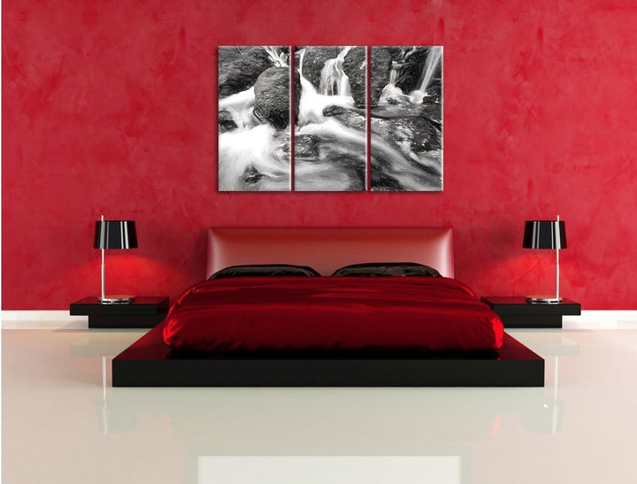 Pixxprint Gertelbach im Schwarzwald Kunst als Leinwandbild 3 teilig/Grösse: 3 Teilig (120x80) / Wand