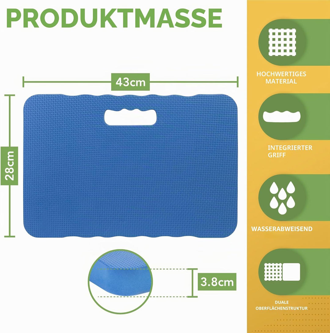 BLOSTM Blue Garden Kniepolster aus hochdichtem Schaumstoff mit zwei Texturen, 2 Stück