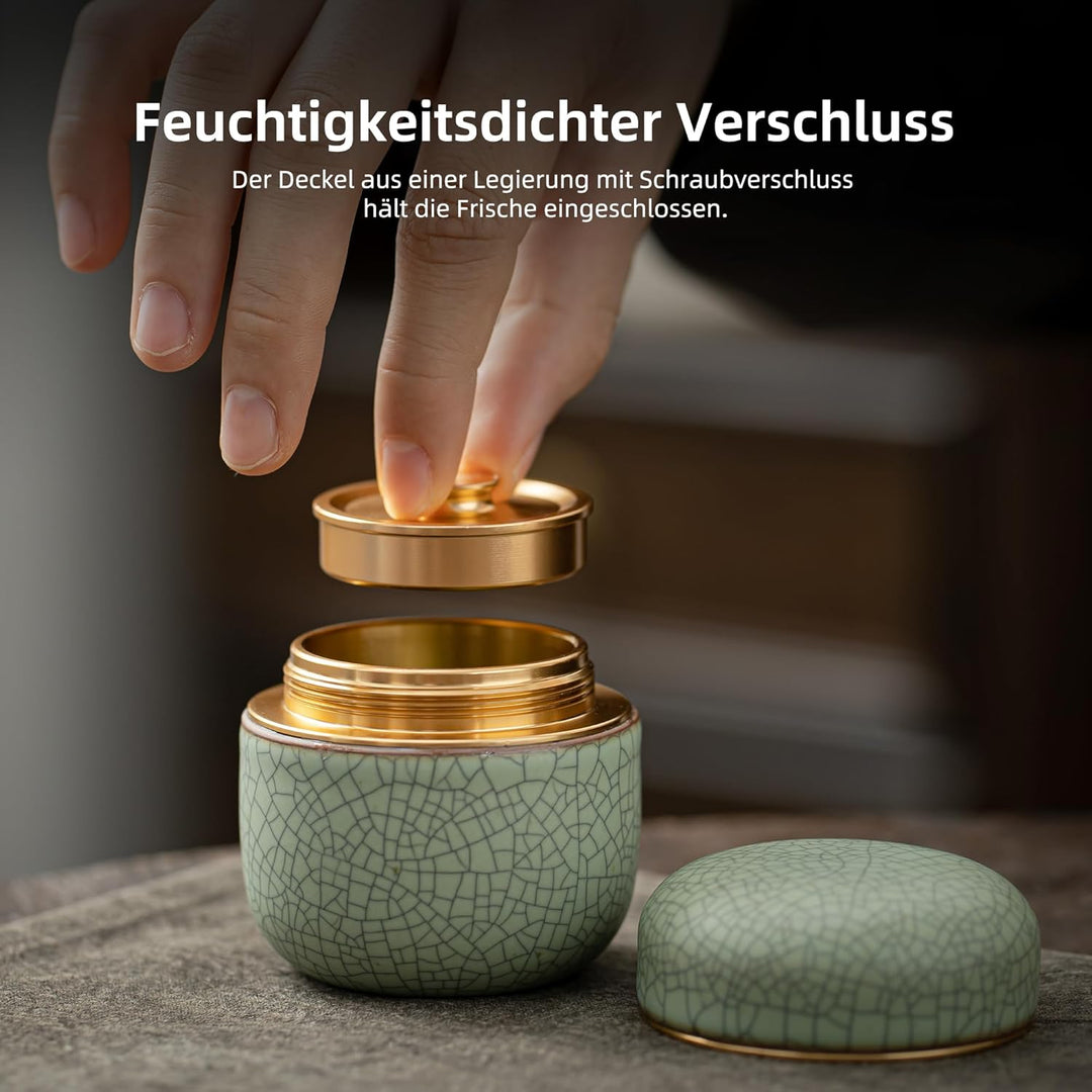 TEANAGOO Kleiner keramischer Matcha-Behälter | 2,8 oz tragbarer Aufbewahrungsbehälter, doppelt versi