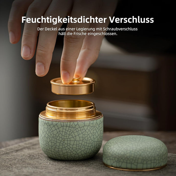 TEANAGOO Kleiner keramischer Matcha-Behälter | 2,8 oz tragbarer Aufbewahrungsbehälter, doppelt versi
