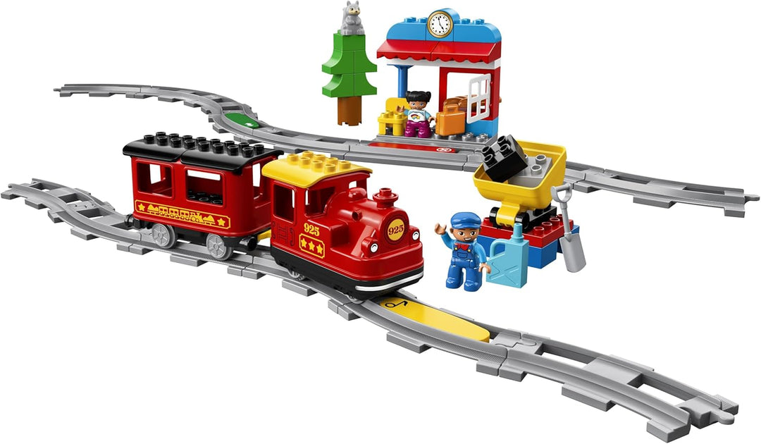 LEGO 10874 DUPLO Dampfeisenbahn, Spielzeugeisenbahn mit Licht & Geräuschen und Push-&-Go-Motor, Spie
