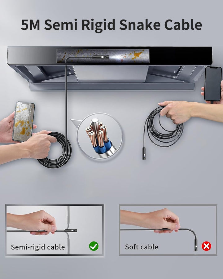 Dual Lens Endoskopkamera, 1080P HD Endoskop-Kamera mit Licht Handy Wasserdichtes Ip67 Kein WLAN Erfo