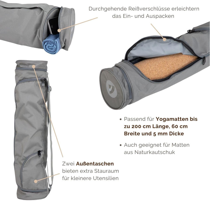 Bodhi Yogatasche ASANA Bag | Spritzwasserfeste Sporttasche | Aussentaschen für extra Platz | Polyest
