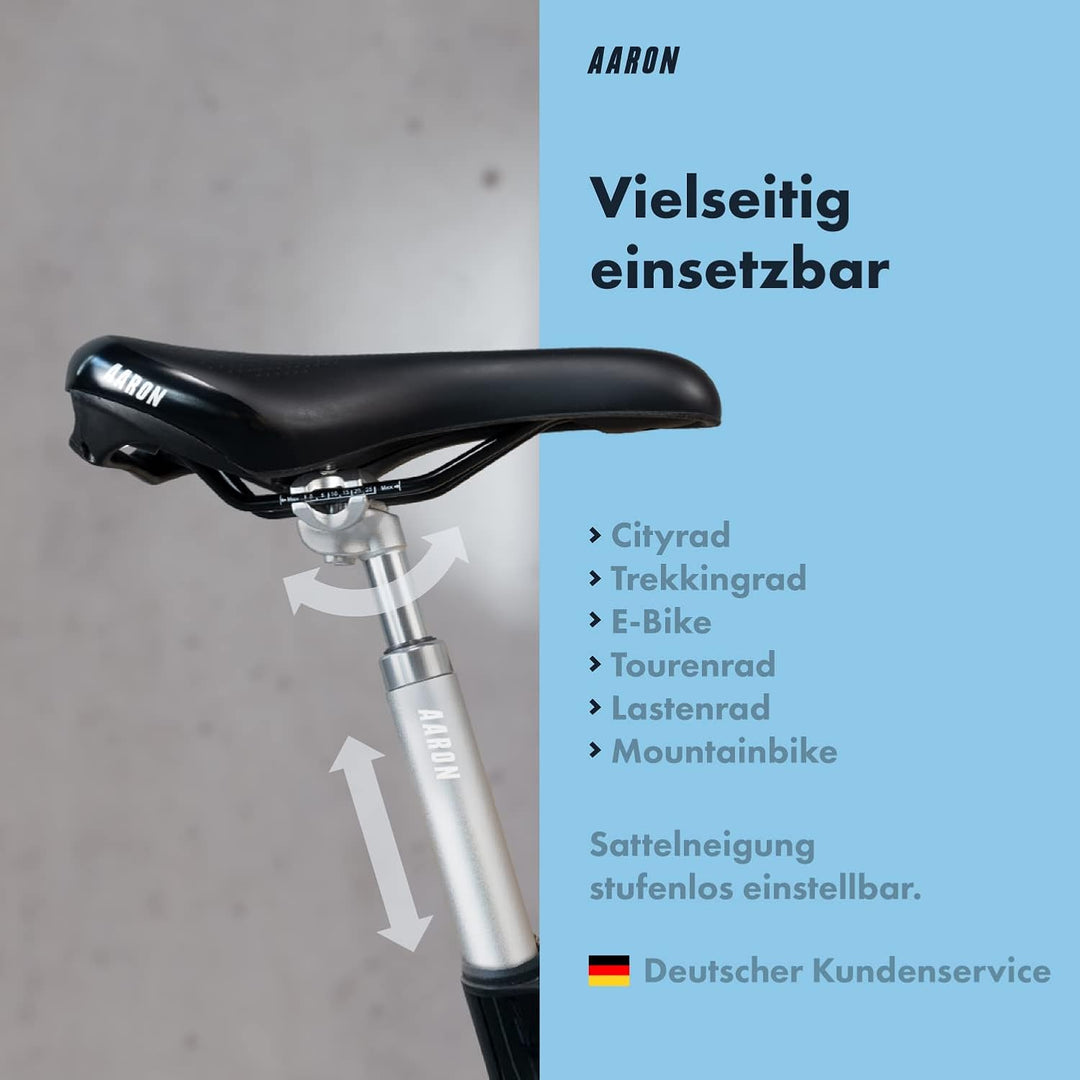 AARON Spring Federsattelstütze mit 27,2, 30,9 oder 31,6 mm Durchmesser - Gefederte Aluminium Sattels