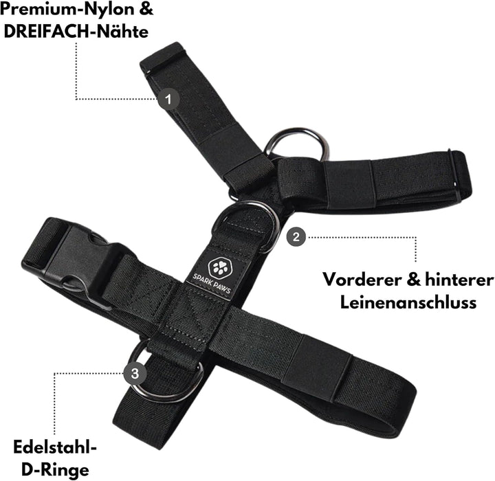 Spark Paws No Pull Hundegeschirr Grosse Hunde, Halterdesign mit Frontclip, Y Geschirr Hund, Robust u