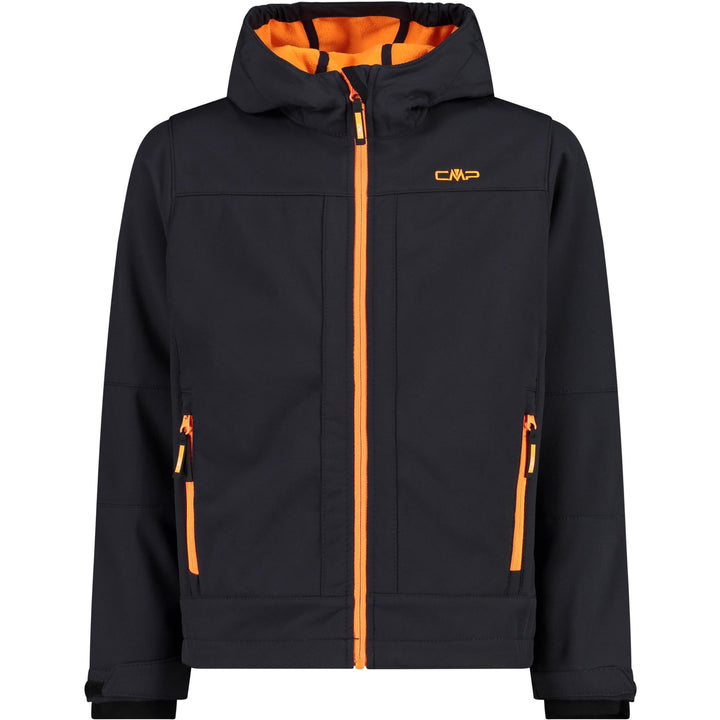 CMP Jungen Softshell' Kapuzen Jacke 104 Antracite-Flame, 104 Antracite-Flame