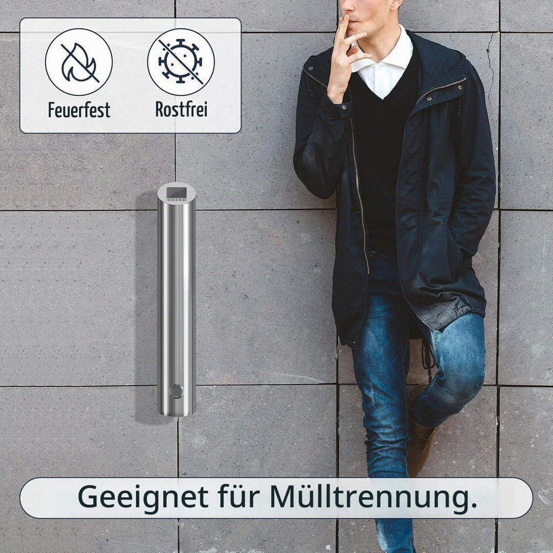 48cm Vertikaler Mülleimer aus Edelstahl, Wandmontierter Küchenabfalleimer mit Schlüssel, Abfallbehäl