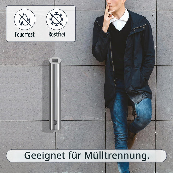 48cm Vertikaler Mülleimer aus Edelstahl, Wandmontierter Küchenabfalleimer mit Schlüssel, Abfallbehäl