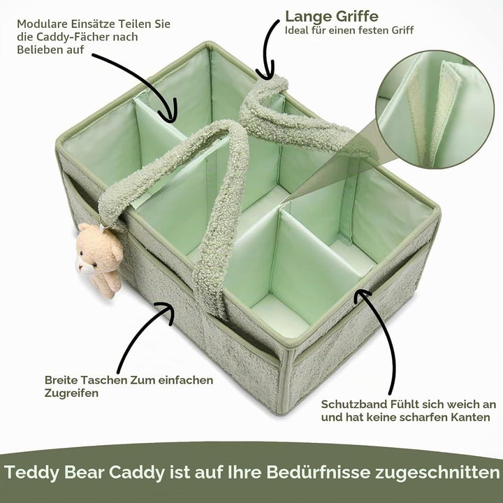 Tragbarer Windelkorb, Tragbarer Wickelkorb mit Herausnehmbaren Fächern, Baby Windel Caddy Organizer,