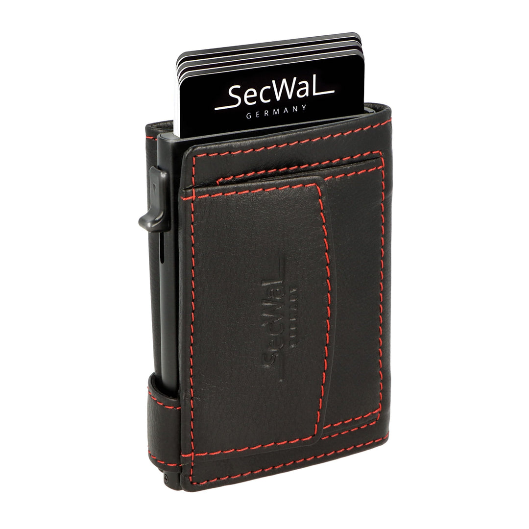 SecWal Kartenetui mit Münzfach Druckknopf inkl. Geschenkbox - Made in Germany - Echtleder Mini Geldb