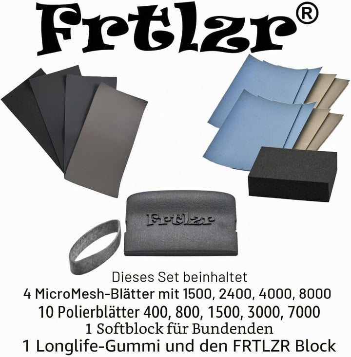 Premium Gitarrenbund-Polierset, professionelles MicroMesh-System, deutsche Herstellung, ergonomische