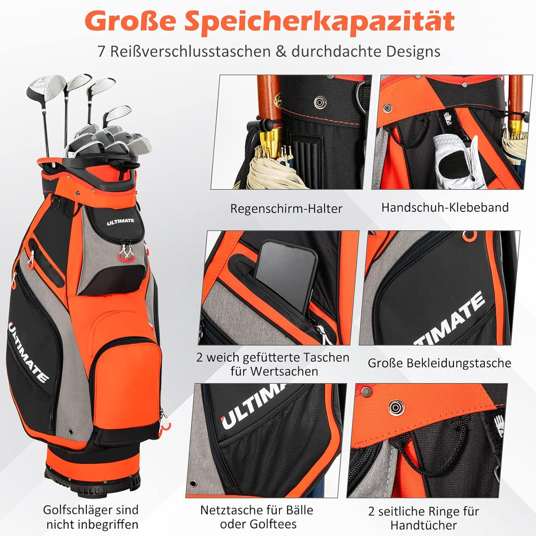 GOPLUS Golftasche mit 14 Trennwänden und 7 zusätzlichen Taschen, Golfreisetasche mit breite Basis, D
