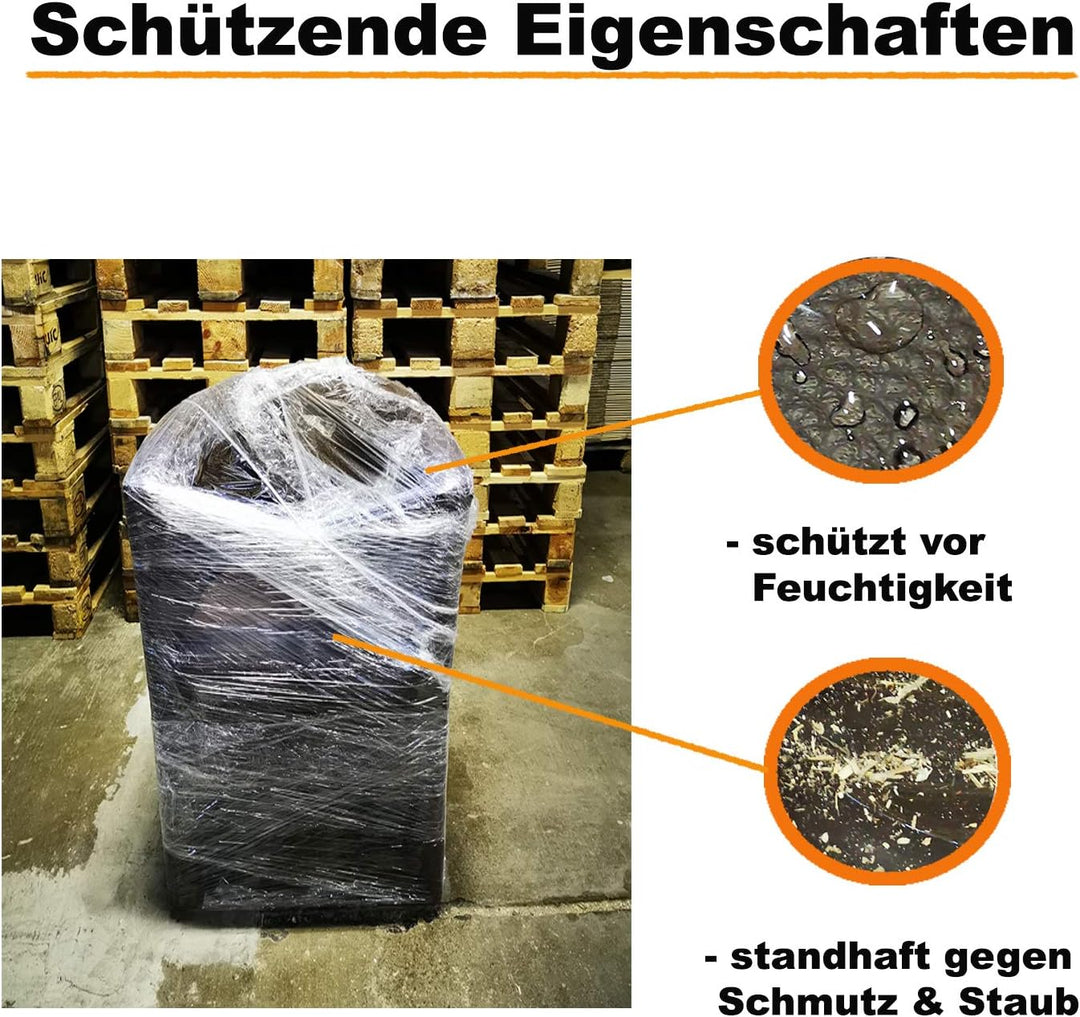 Verpacking Stretchfolie 20 my transparent 500mm x 300m 3 Rollen reissfeste Umzugsfolie + 1 Abroller