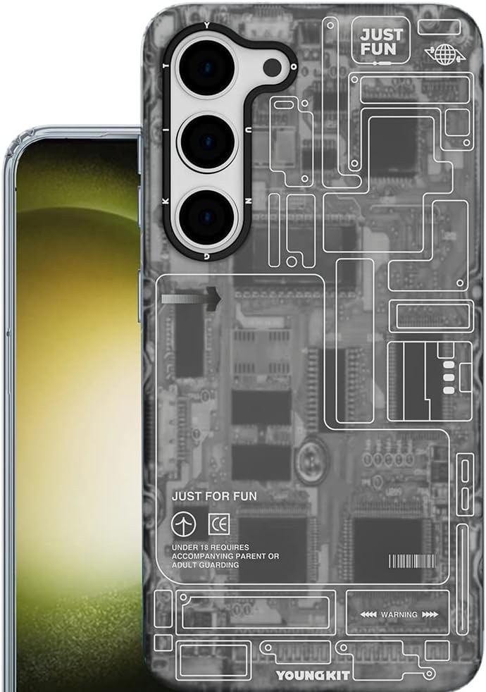 YOUNGKIT Handyhülle für Samsung Galaxy S23 Plus,Schutz in Militärqualität, Leiterplatten Muster Krat
