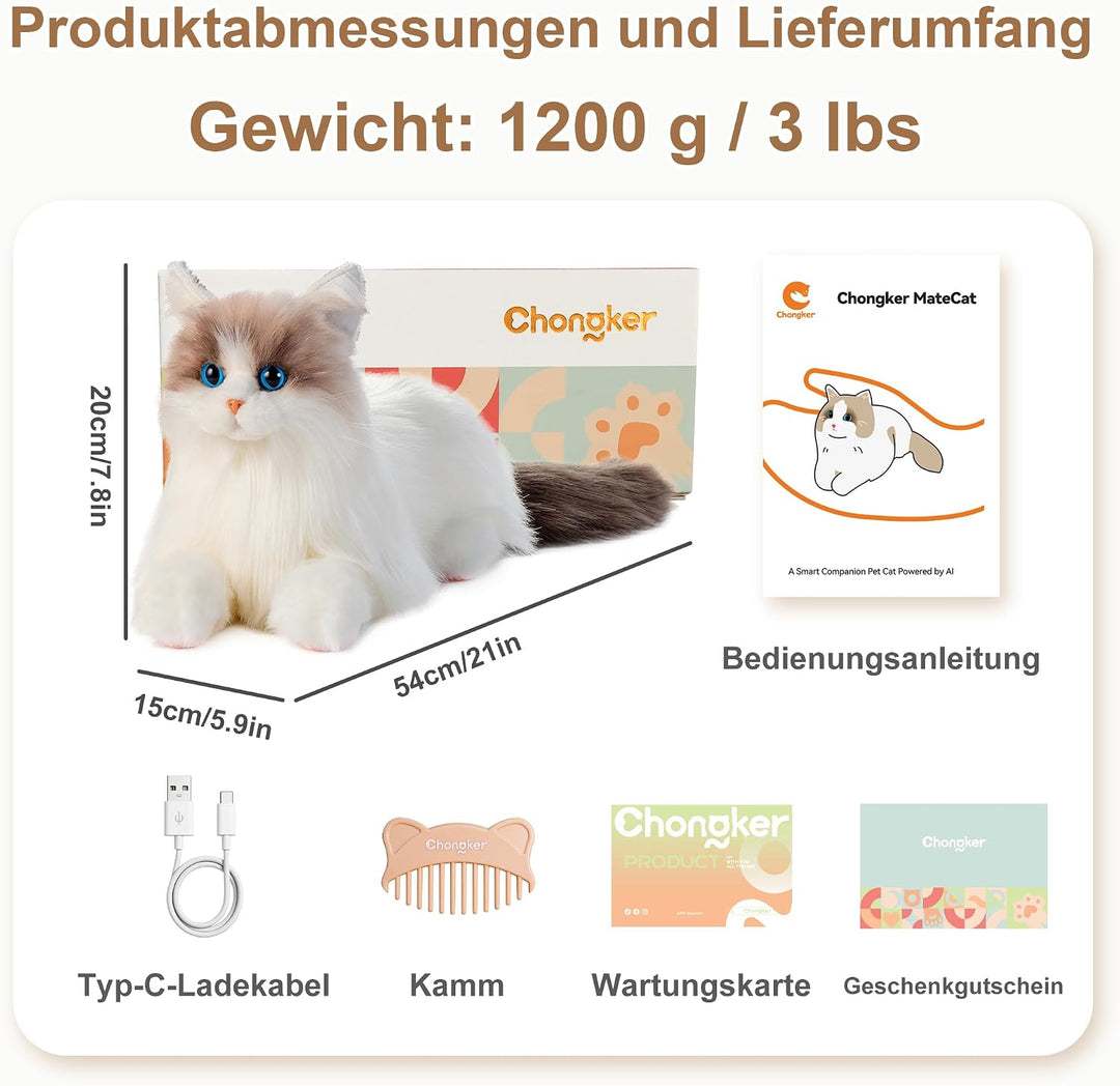 Chongker Interaktives Plüschtier Roboter Katze (Weiss), Weiss