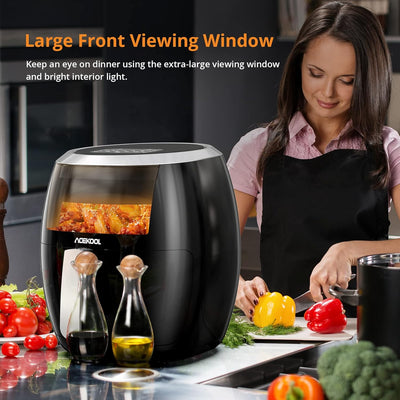 Heissluftfritteuse 8L 1800W, Air Fryer mit Sichtfenster, Einstellbare Temperaturregelung, Digitalem