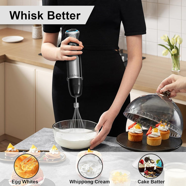 1500W Stabmixer 4 in 1, Pürierstab mit 20 einstellbaren Geschwindigkeiten und Turbo-Modi, Stabmixer