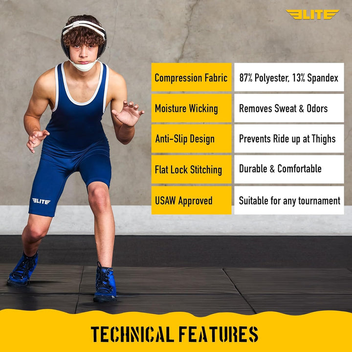 Elite Sports Men’s wrestling singlets, Standard Singlet for Men Wrestling Uniform Navy L, Navy L