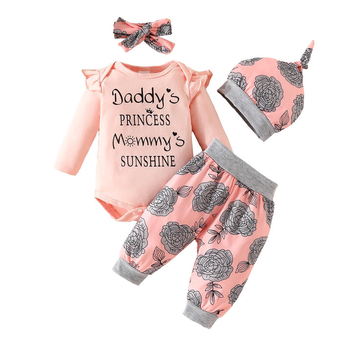 UUAISSO Neugeborenes Baby Mädchen Kleidung Papas Mädchen Langarm Strampler Tops Blumenhosen Sets Sti