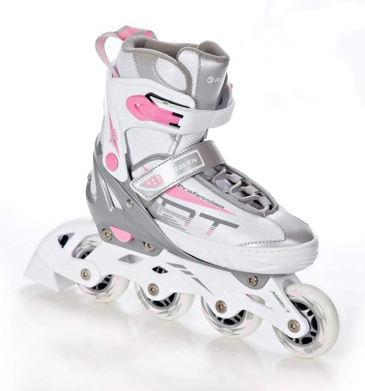 3in1 Inline Skates Inliner Triskates Rollschuhe Raven Profession Weiss/Rosa 38-42(25cm-27,5cm), Weis