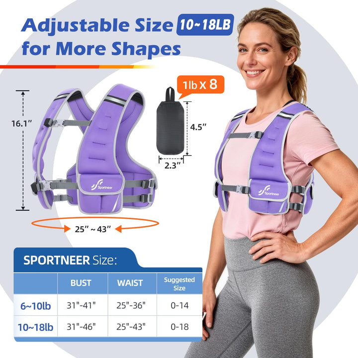 Sportneer Verstellbare Gewichtsweste für Damen Laufweste, 2,7-4,5kg/ 4,5-8,16kg Gewichtsweste für Kr