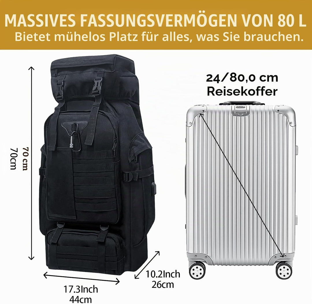 Vaupan Wandern Rucksack, 80L Camping Rucksack, wasserdichte grosse Outdoor Sport Reise Daypack Molle