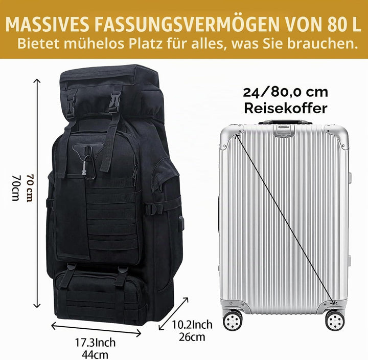 Vaupan Wandern Rucksack, 80L Camping Rucksack, wasserdichte grosse Outdoor Sport Reise Daypack Molle