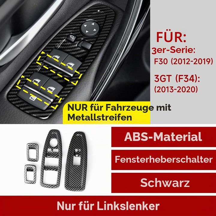 4PCS Auto Fenster Schalter Abdeckung Cover Carbon Fiber Aufkleber ABS Fenstersteuerungsschalter komp