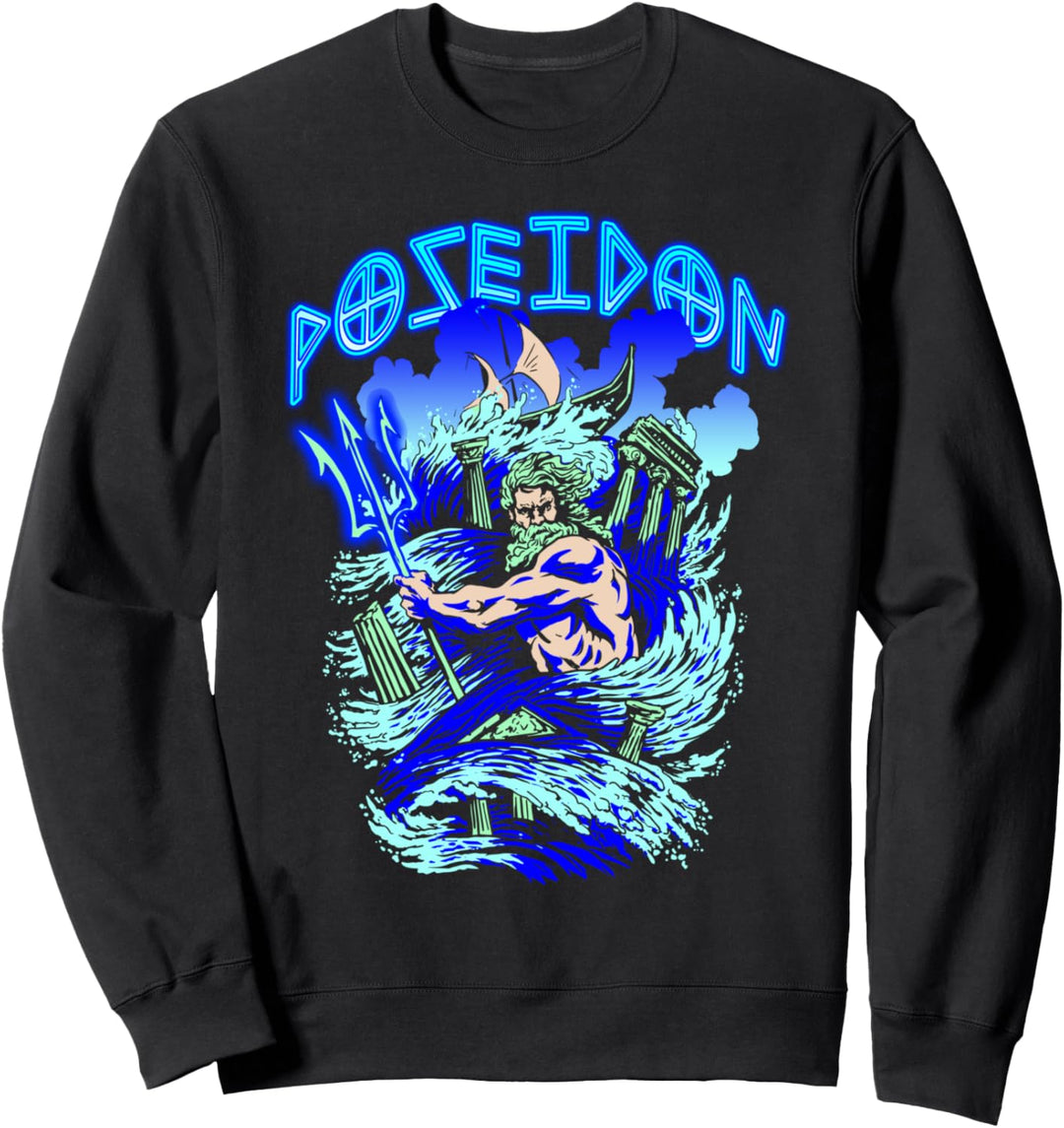 Poseidon Antike griechische Gott Mythologie Vaporwave Sweatshirt