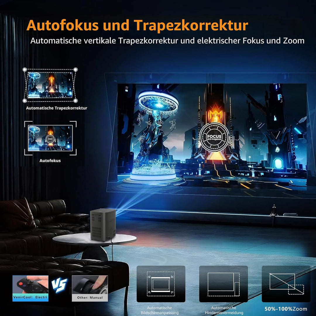 Projektor Q3 Ultra 750 ANSI/10000 ISO LUMEN Android 11 1080P 4k Unterstützung FHD Display - Wifi & B