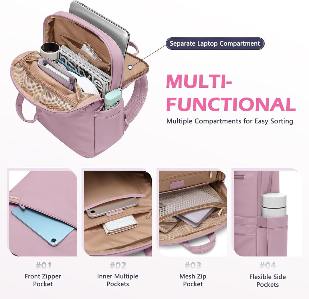 Schlanker Laptop-Rucksack für Damen, leichter Business-Rucksack für Damen, Computertasche, Geldbörse