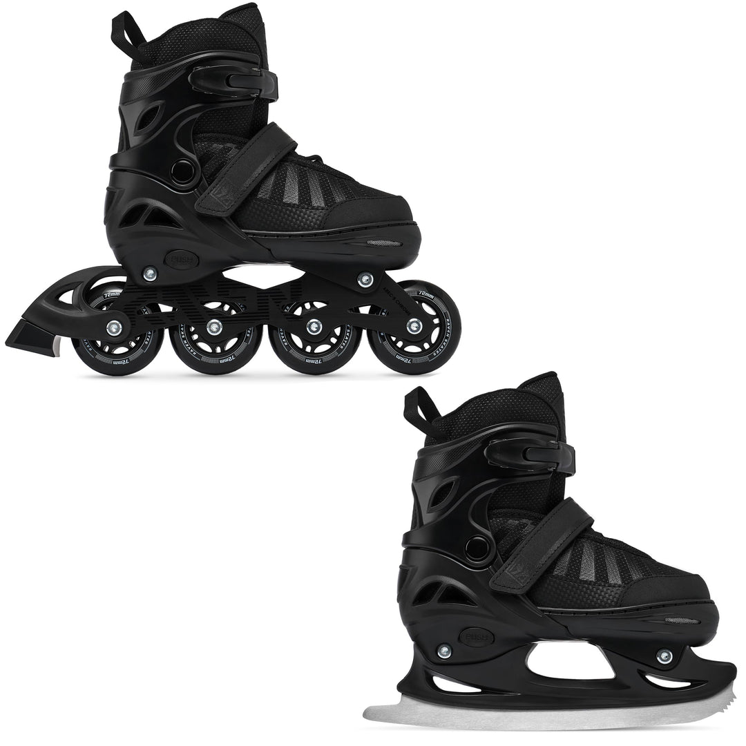 RAVEN Inline Skates Inliner für Kinder und Erwachsene OPTIONAL 2in1 mit Schlittschuhen verstellbar O