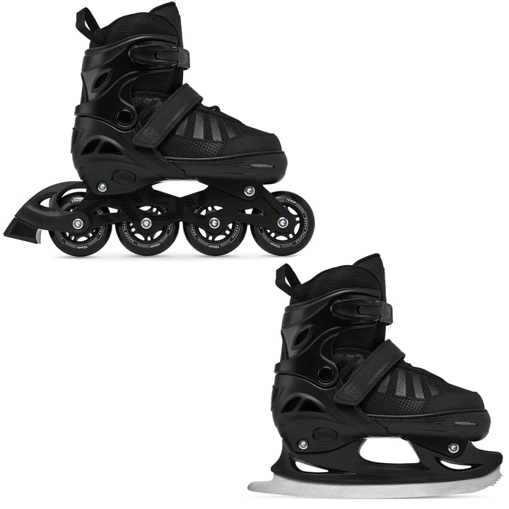 RAVEN Inline Skates Inliner für Kinder und Erwachsene OPTIONAL 2in1 mit Schlittschuhen verstellbar O