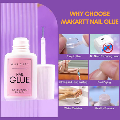 Makartt Nail Glue Set mit Nagelkleber Entferner und Dehydrator - Professionell für Nagelspitzen Fäls