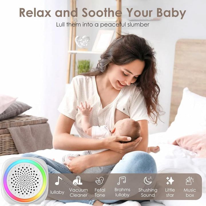 Weisse Rauschmaschine mit Nachtlicht, 16 nahtlose Sounds, White Noise Machine für Babys & Erwachsene