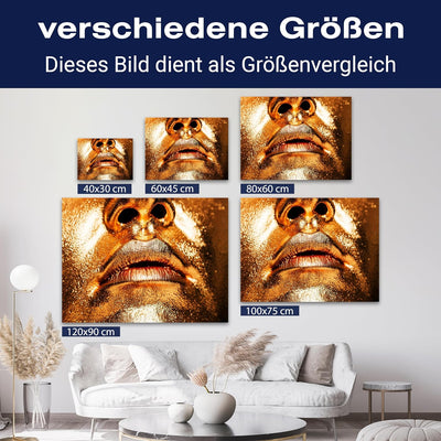 wandmotiv24 Leinwand-Bild Gold Collection, Grösse 40x30cm, Querformat, Gesicht in Gold-metallic, Top