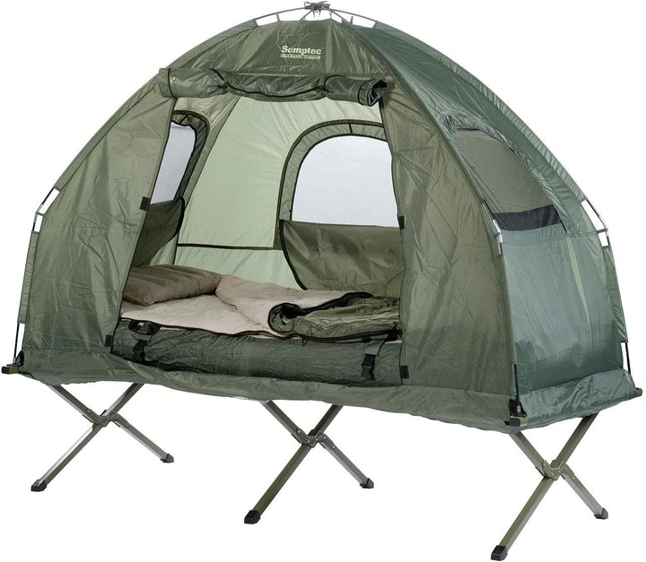 Zelt mit Feldbett 4in1-Zelt, Feldbett & Winter-Schlafsack, 4in1-Zelt, Feldbett & Winter-Schlafsack