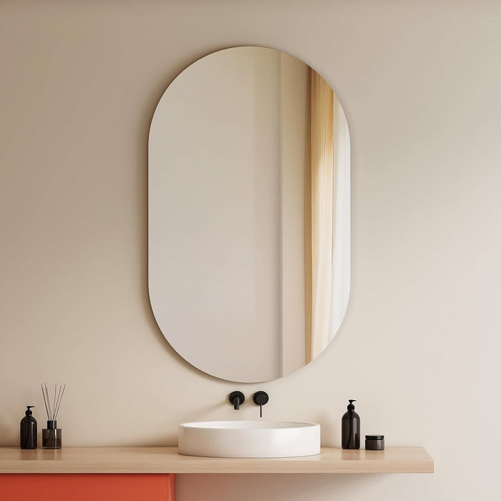 EMKE Spiegel Oval 60 x 100 cm Ovaler Wandspiegel Sicherheit Explosionsgeschützte Spiegel Horizontal/