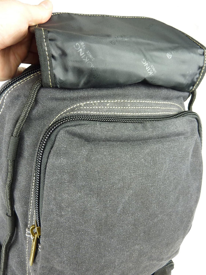 NEU Rucksack AOKING Canvas Wanderrucksack OUTDOOR Daypack Sportrucksack 3 Farben (Schwarz)