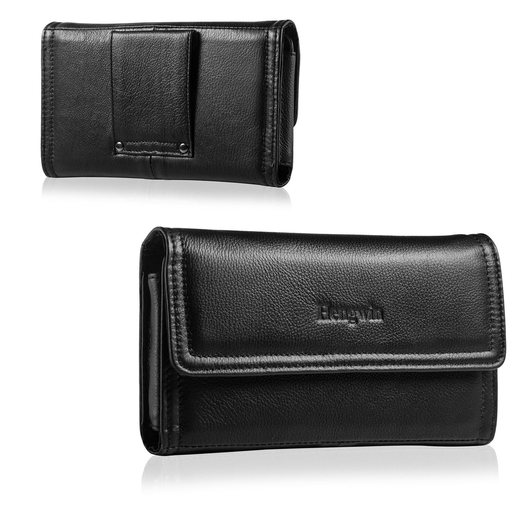 Hengwin Leder-Handy-Holster mit Gürtelschlaufe, passend für iPhone 15 Pro Max 14 Plus, Samsung Galax