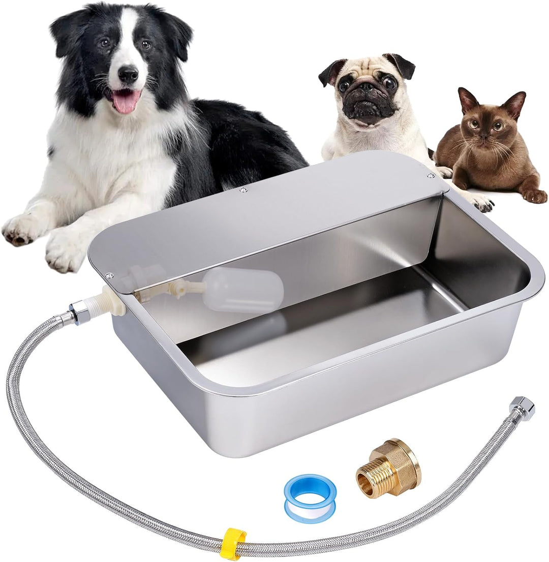 Hundebecken Automatischer Hundewasserspender,11 Liter Outdoor Dog Watere Edelstahl-Wassernapf für gr