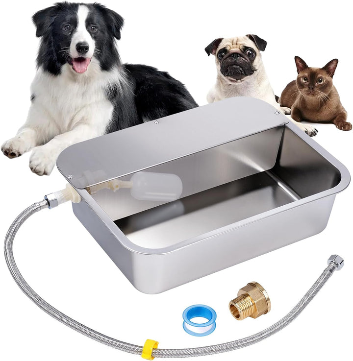 Hundebecken Automatischer Hundewasserspender,11 Liter Outdoor Dog Watere Edelstahl-Wassernapf für gr