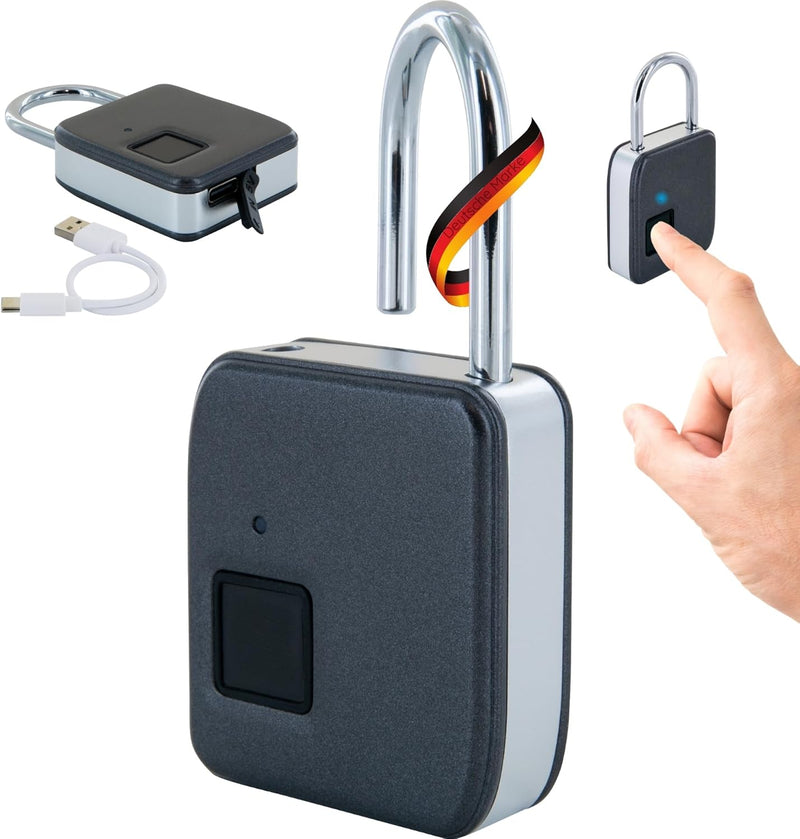 SCHWAIGER 715941 Fingerabdruck Schloss Smart Vorhängeschloss Elektronisches Bügelschloss Fingerprint