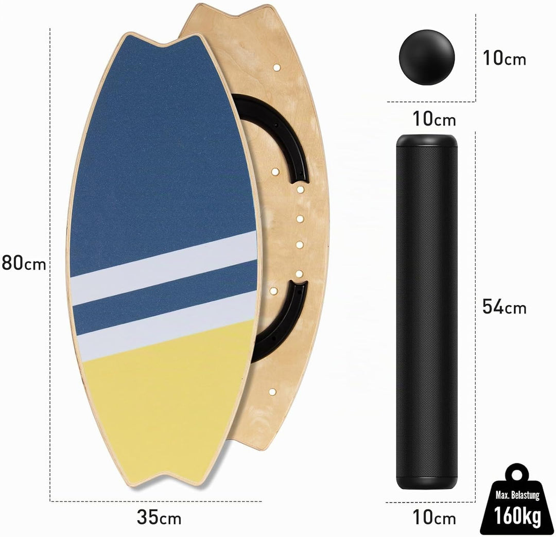 Leogreen Balance Board aus Holz in Surfboard, 7-in-1 Surfin Balanceboards Erwachsene Gleichgewichtst