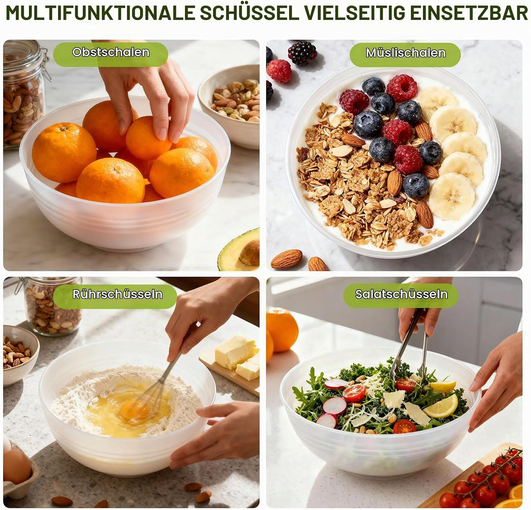 Unzerbrechliche grosse Müslischalen – 2,25 l Kunststoff leichte Salat,Obstschalen–spülmaschinen- und