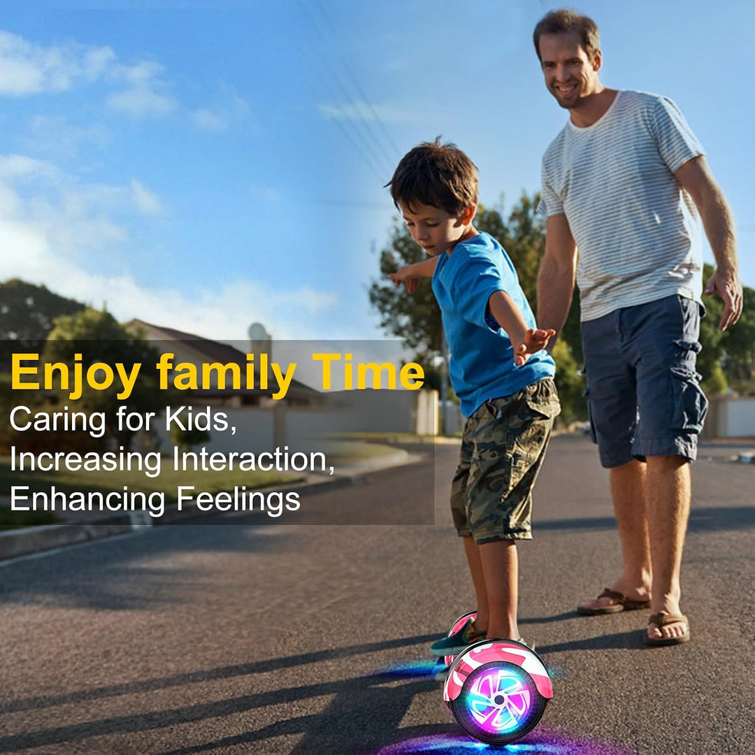 Offroad Hoverboard mit Bluetooth-Lautsprechern LED-Licht, Rutschfeste Fusspolster,6.5 Zoll Reifen Le