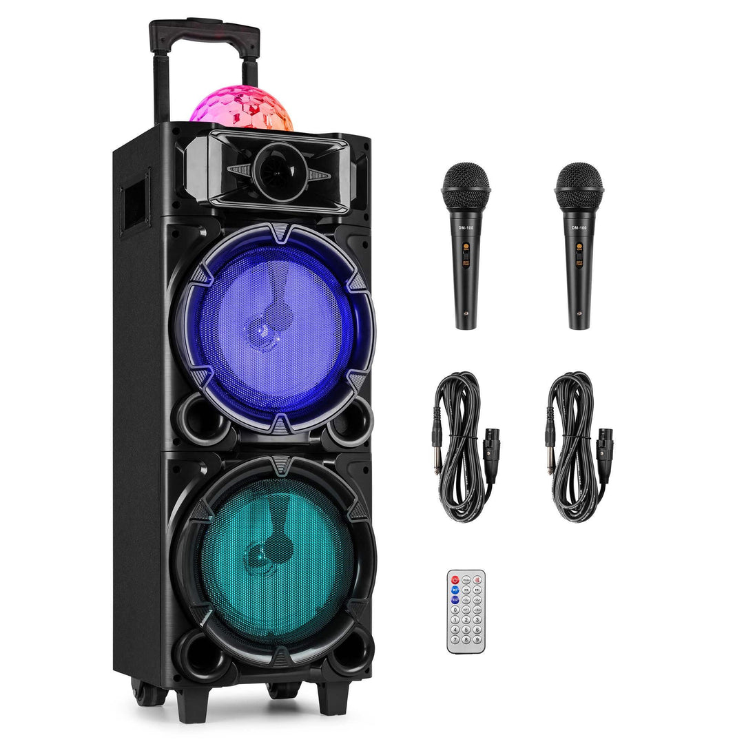 Fenton LIVE290 Karaoke Box, Musikbox Bluetooth – Karaoke Anlage mit 2 Mikrofonen – 300 Watt Bluetoot