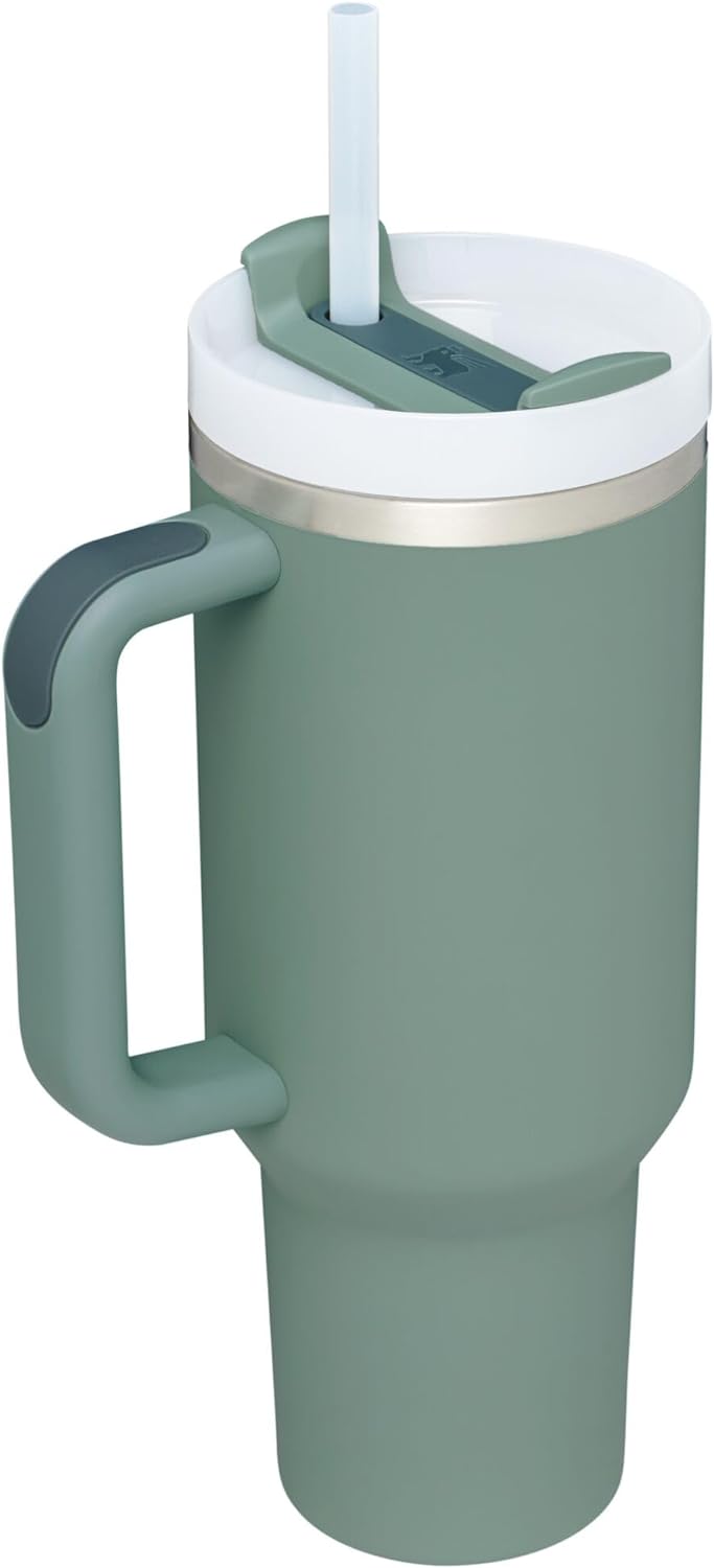STANLEY Quencher H2.0 Soft-Matte-Kollektion, vakuumisolierter Edelstahlbecher mit Deckel und Strohha