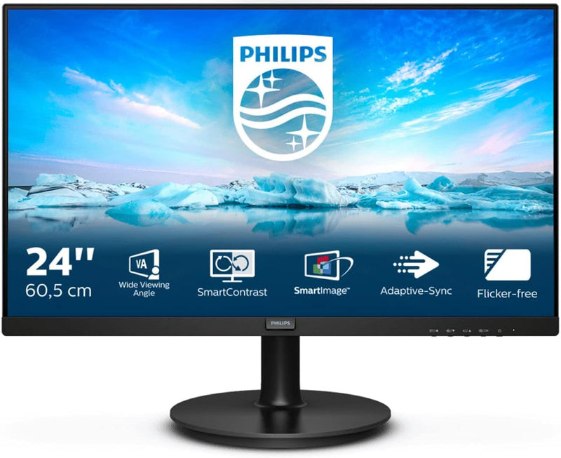 Philips 242V8LA - 24 Zoll FHD Monitor, AdaptiveSync (1920x1080, 75 Hz, VGA, HDMI, DisplayPort) schwa